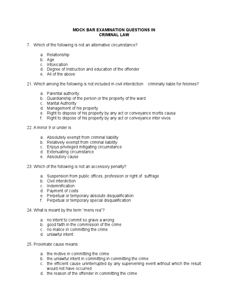 Mock Bar Examination Questions 5 PDF
