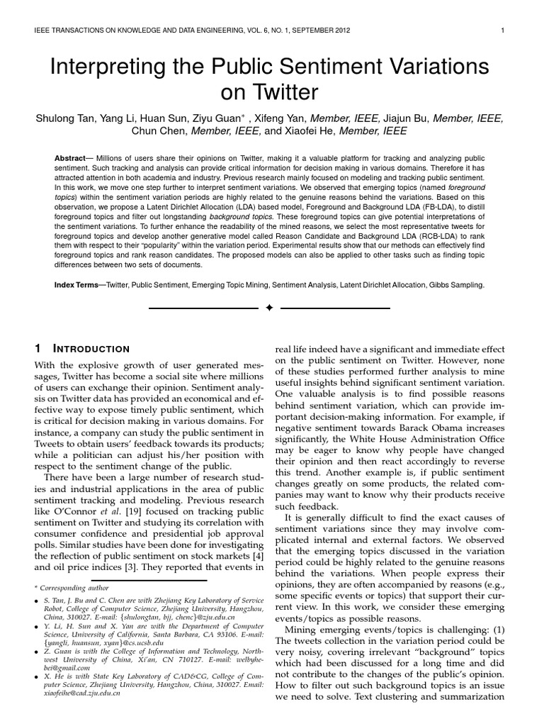 Interpreting The Public Sentiment Variations On Twitter | PDF | Cluster ...