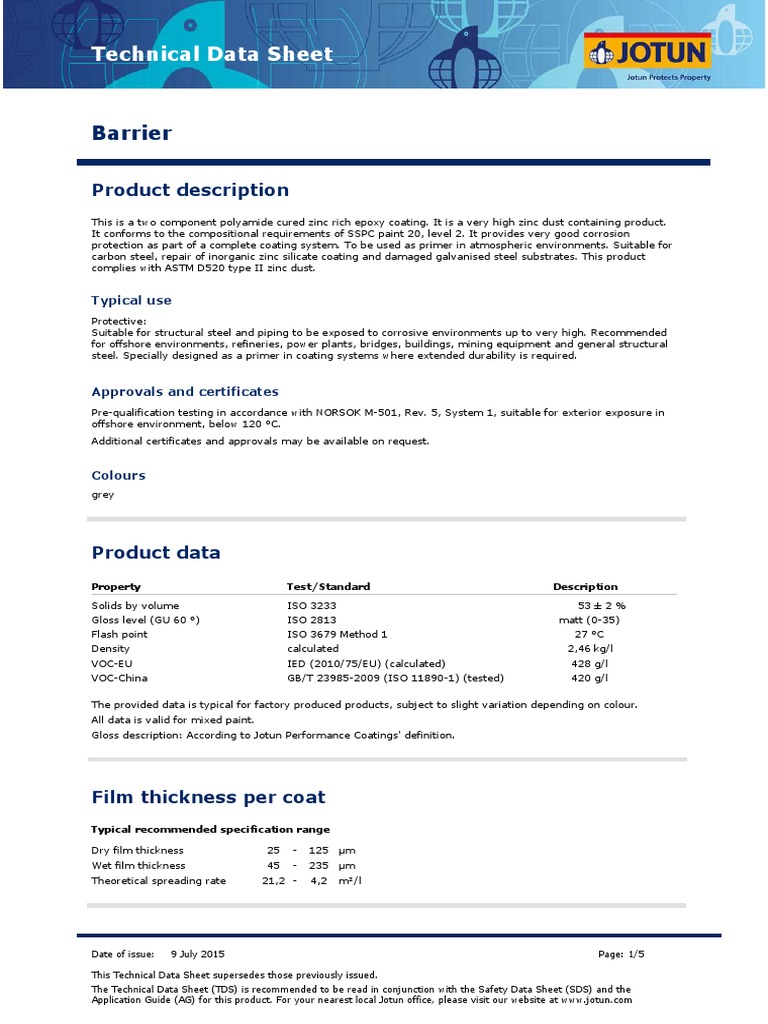 Jotun Barrier Paint Shelf Life