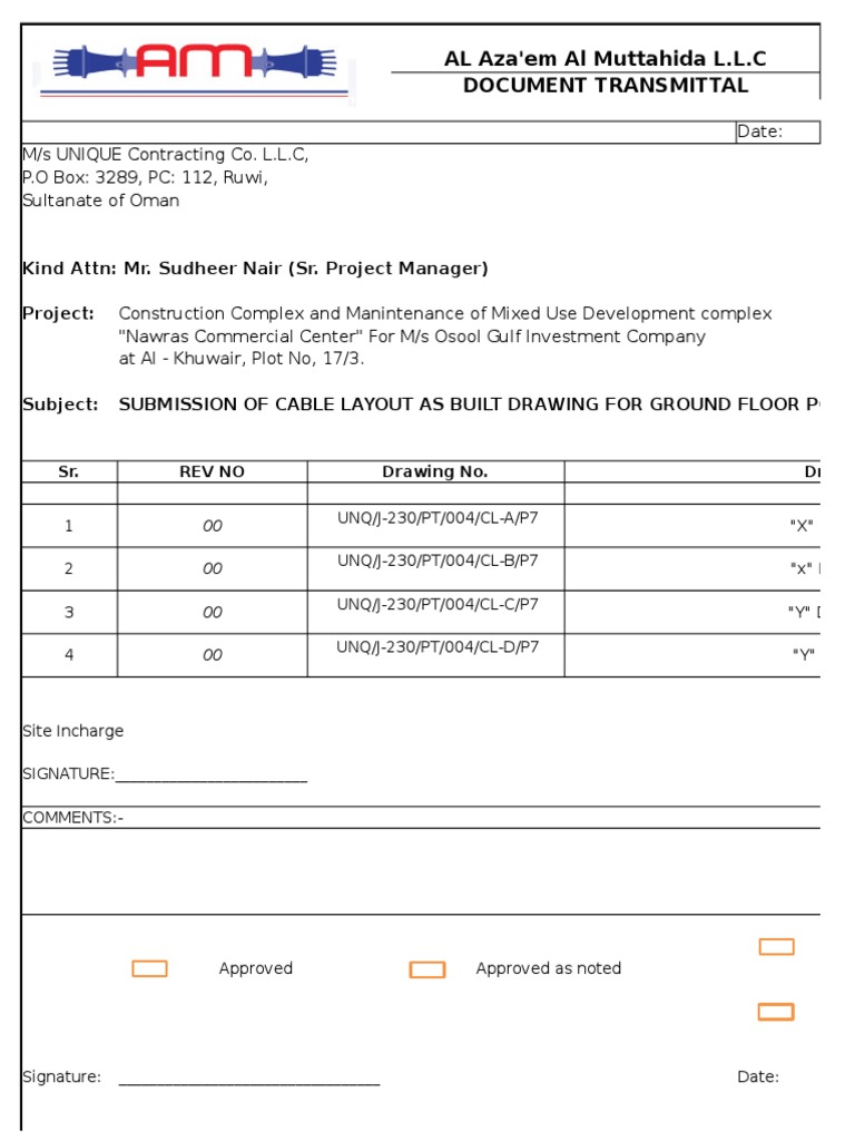 Cable Layout Submission for Nawras Center | PDF | Business