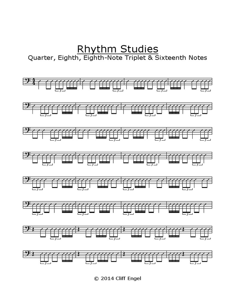 Rhythm Studies: Quarter, Eighth, Eighth-Note Triplet & Sixteenth Notes