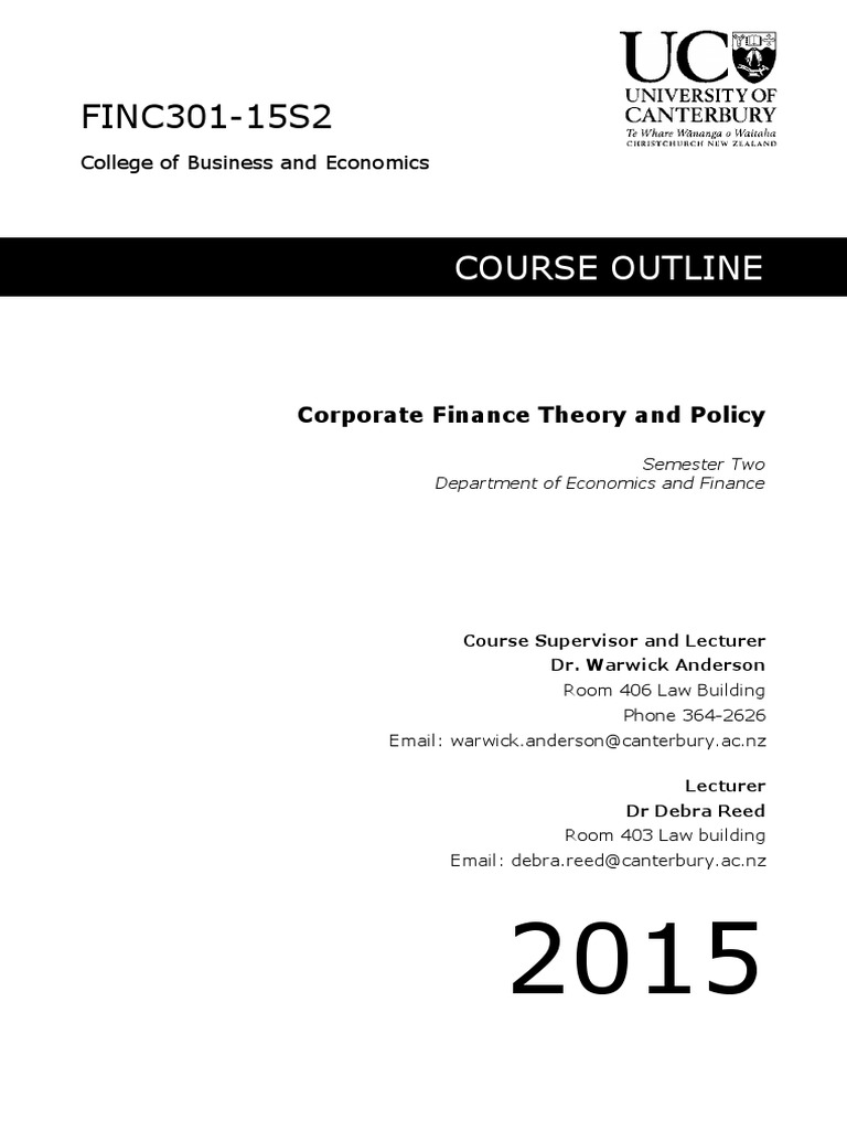 Corporate Finance Course Overview | PDF | Educational Assessment ...