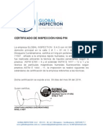 Certificado de Inspección King Pin: Jonathan Andres Diaz Montañez Nivel LL NDT