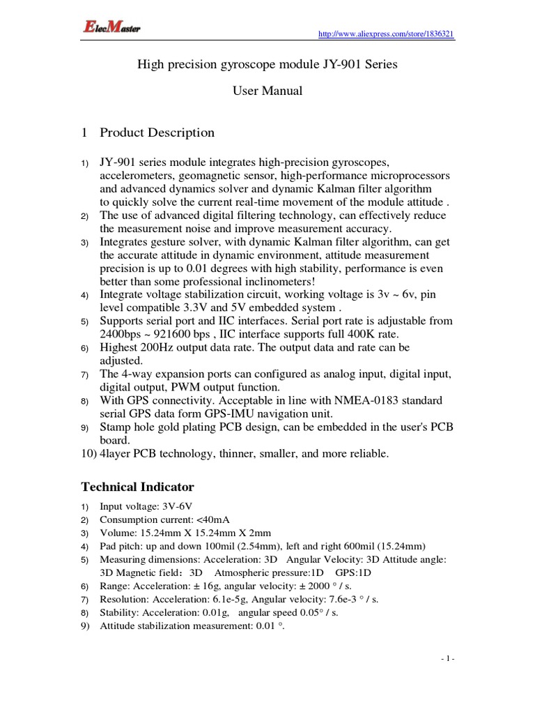 Jy61 Mpu6050 Data Format