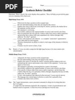 Rubric Synthesis Checklist