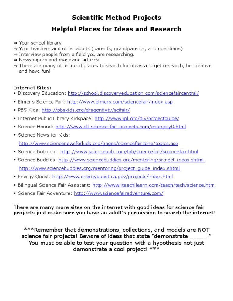 Scientific Method Projects Research Tips | PDF | Social Science