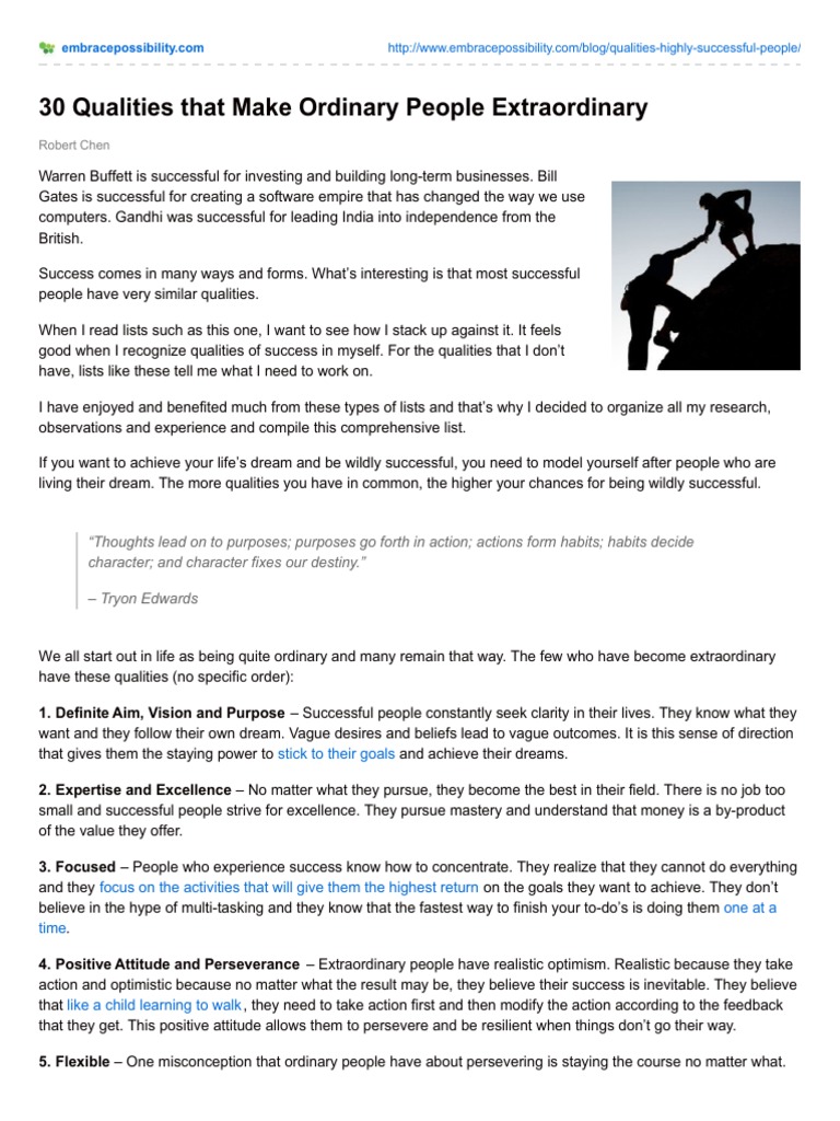 30 Qualities That Make People Extraordinary | PDF | Intuition ...
