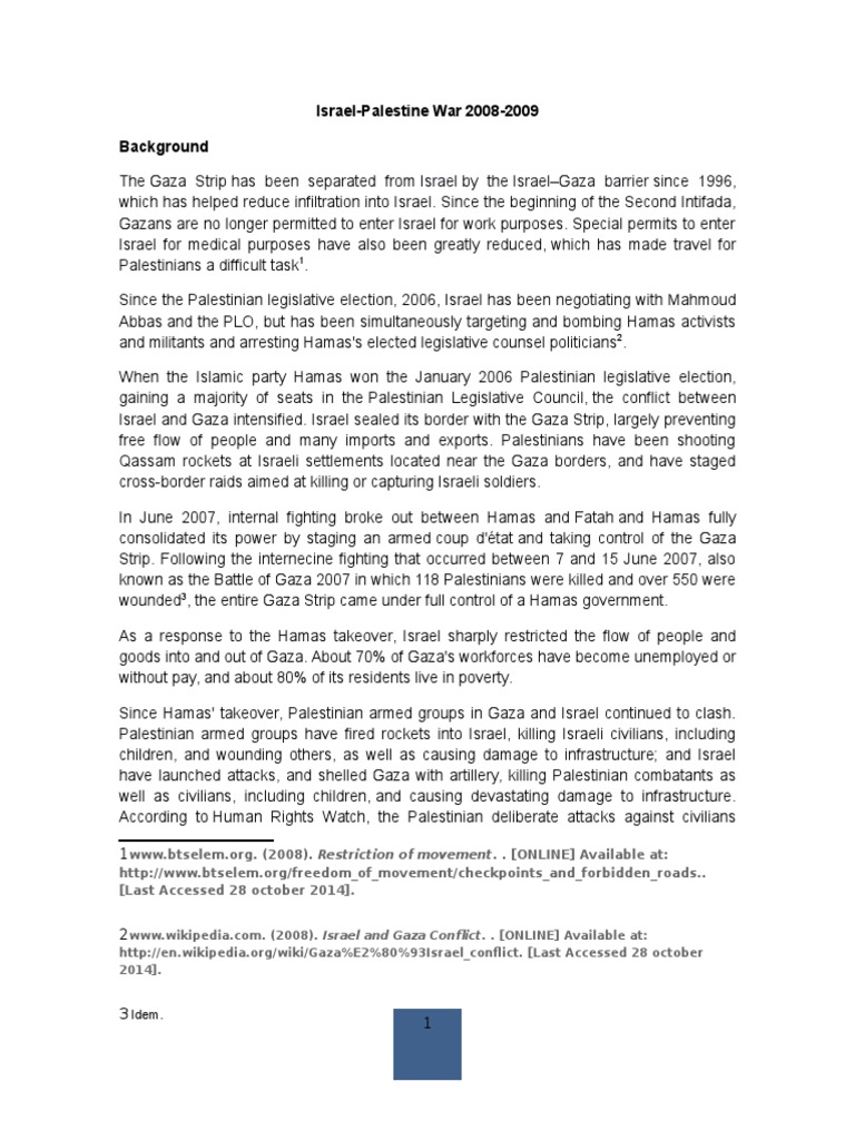 essay on gaza war