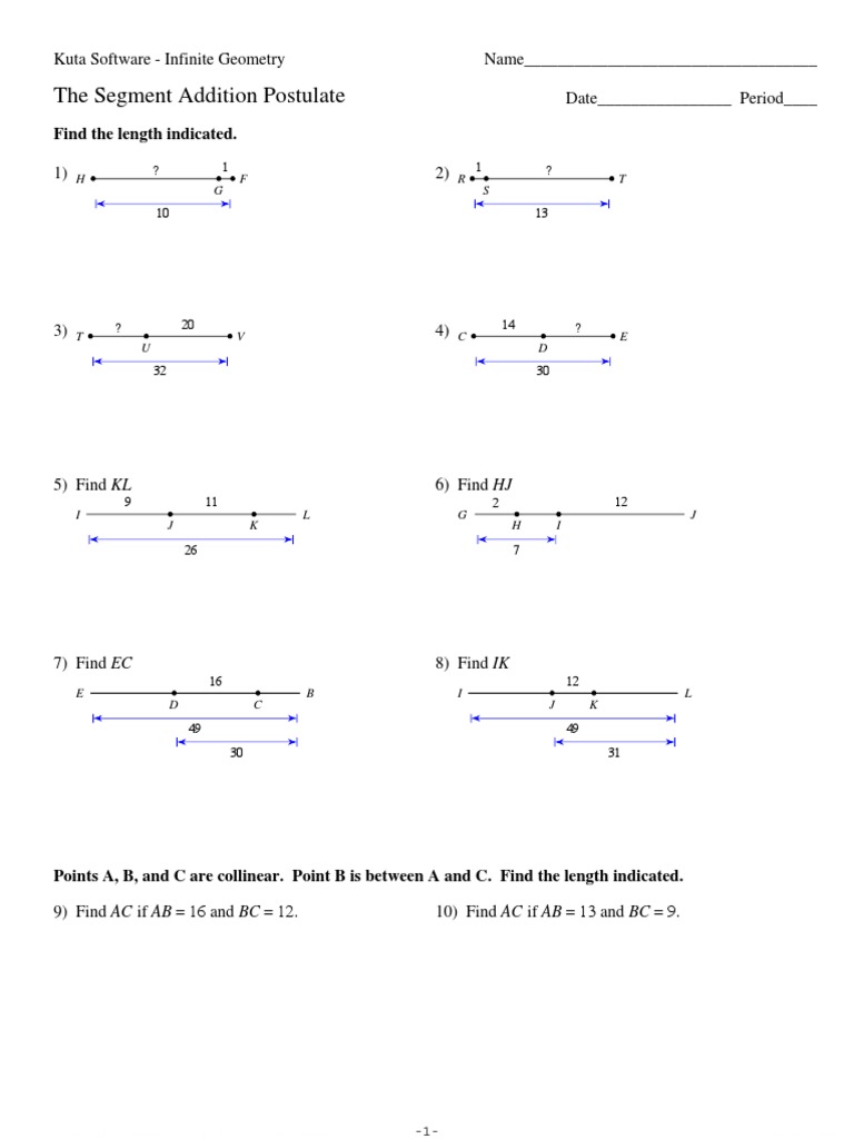 segment addition postulate worksheet homework 2