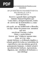 As Questões Fundamentais Da Filosofia e a Sua Importância
