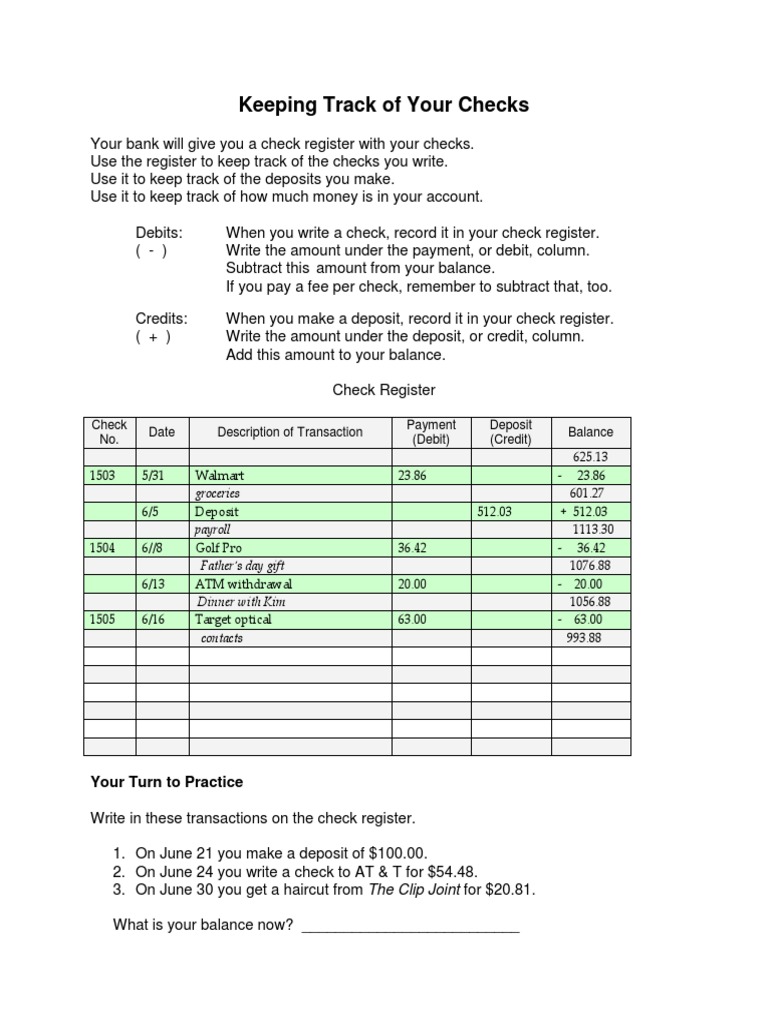 How to Use a Check Register Effectively | PDF