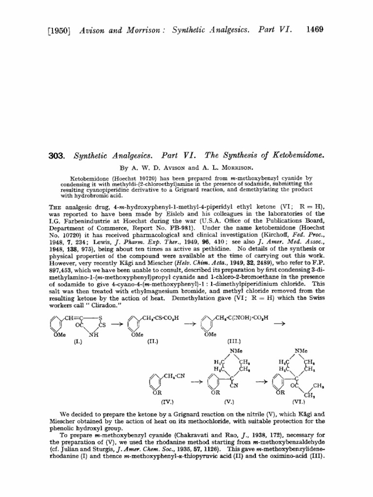 Ketobemidone Synthesis PDF