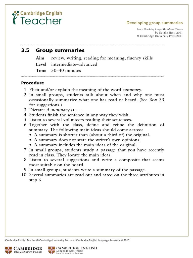 Developing Group Summaries | PDF | Applied Psychology | Education Theory