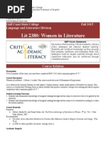 Lit 2380 Syllabus Policy Fall 2015