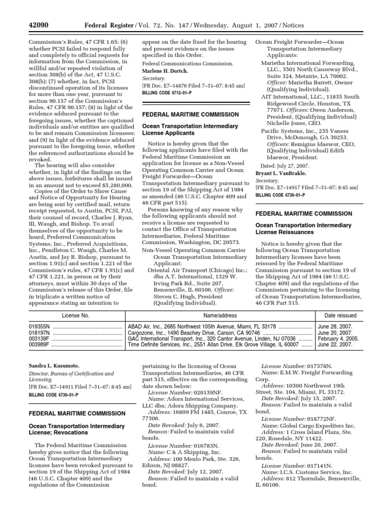 Federal Maritime Updates | PDF | Federal Trade Commission | American ...
