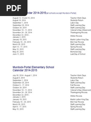 District Calendar 2014