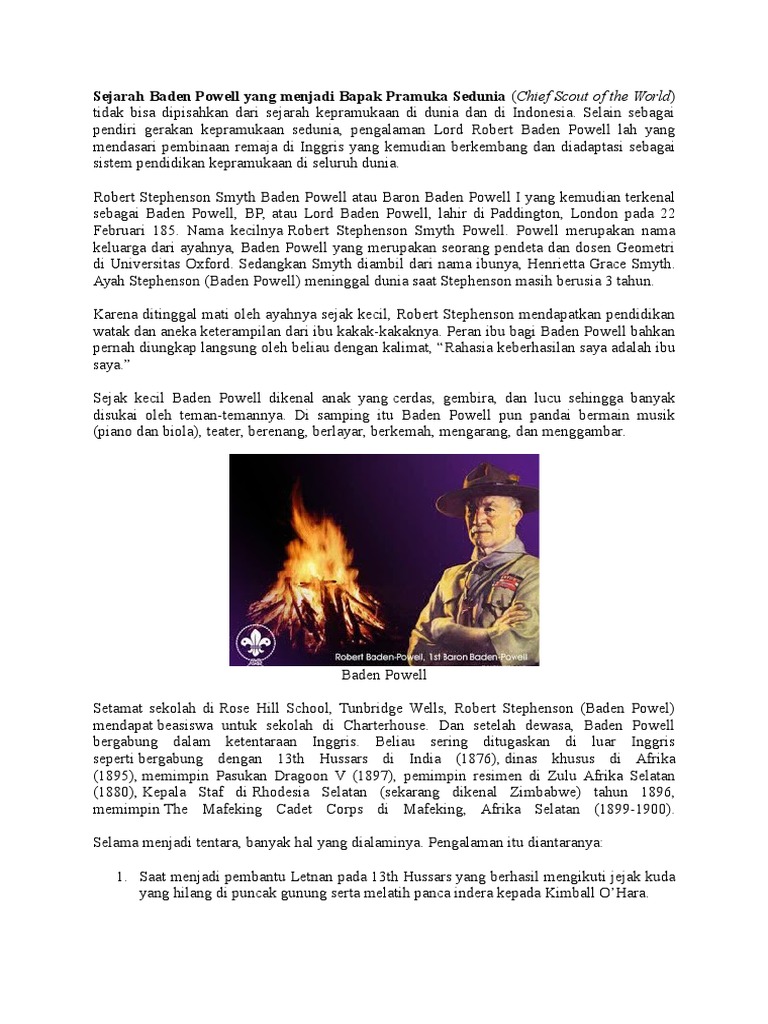 Sejarah Baden Powell Yang Menjadi Bapak Pramuka Sedunia