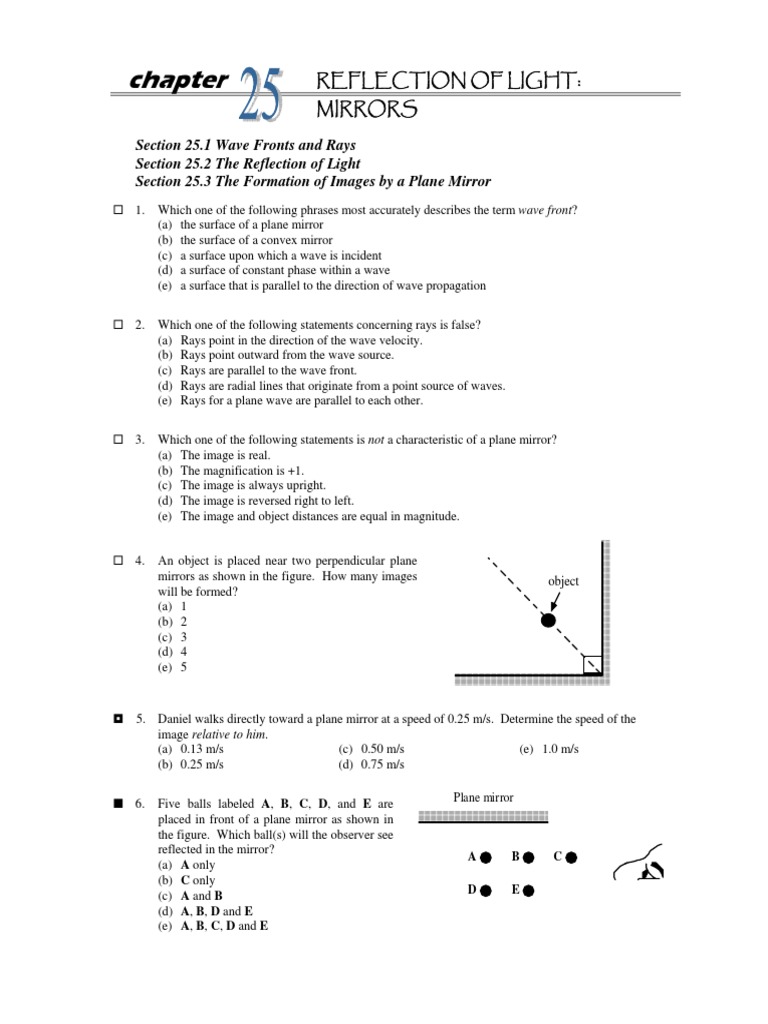 Reflection and Image Formation in Mirrors | PDF | Lens (Optics ...