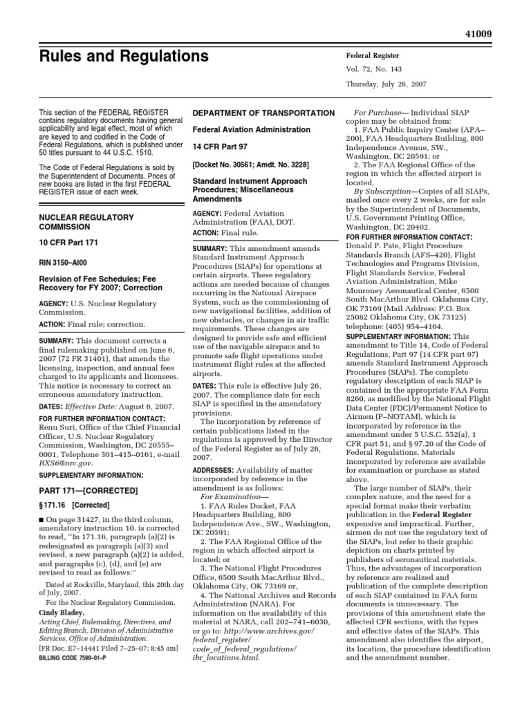 Rule Standard Instrument Approach Procedures PDF Federal Aviation