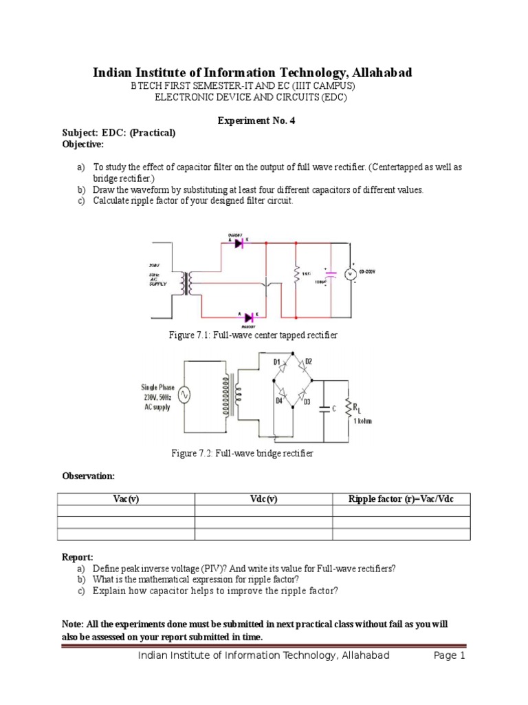 EDC Experiment: Capacitor Filter Effects | PDF