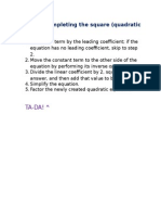 Steps to Completing the Square