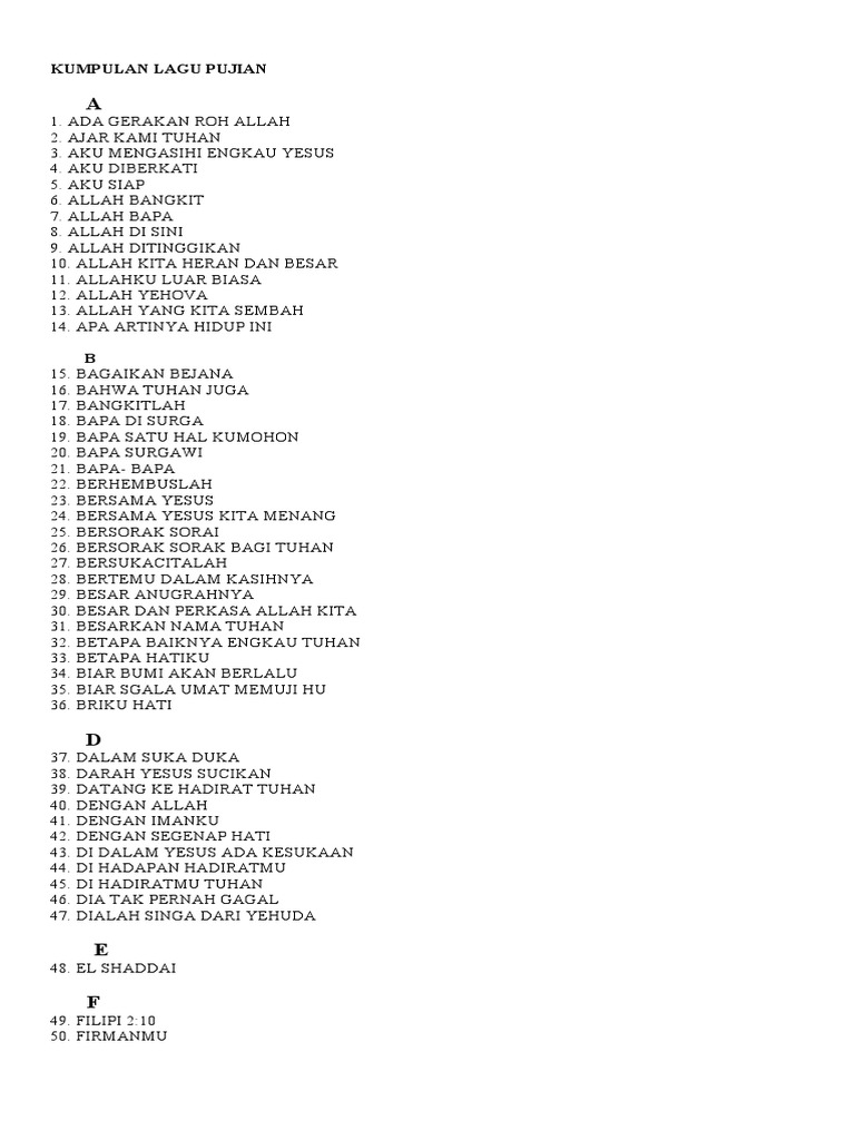 Lirik Lagu Pujian Rohani Kristen Sekolah Minggu Gereja Tuhan Yesus Jika Roh Allah Ada Di Dalamku