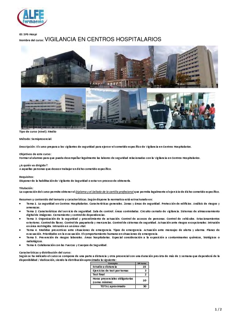 Vigilancia en Centros Hospitalarios | PDF | La seguridad | Guardia de ...