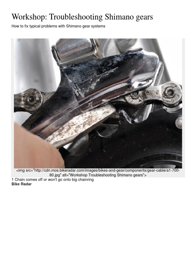 Troubleshooting Shimano Gears Vehicle Parts Road Vehicles