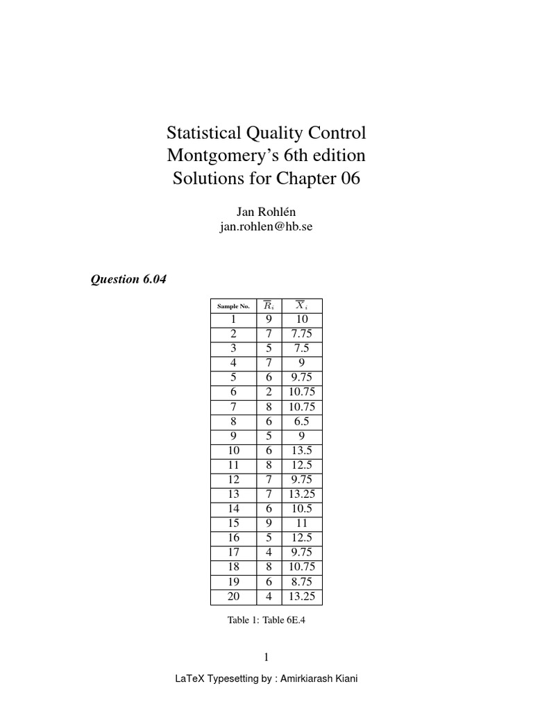 Statistical Quality Control Solutions | PDF | Scientific Method | Analysis