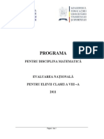 Mate.info.Ro.1300 Programa EVALUAREA NATIONALA 2011 - Matematica