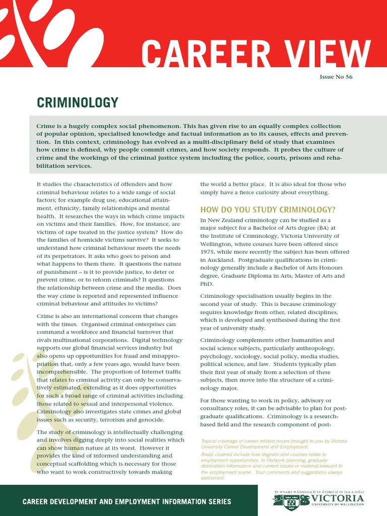 Criminology Job | Criminology | Postgraduate Education