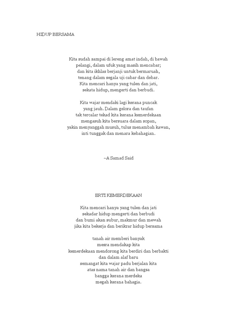 Merdeka 58 Poems Pdf