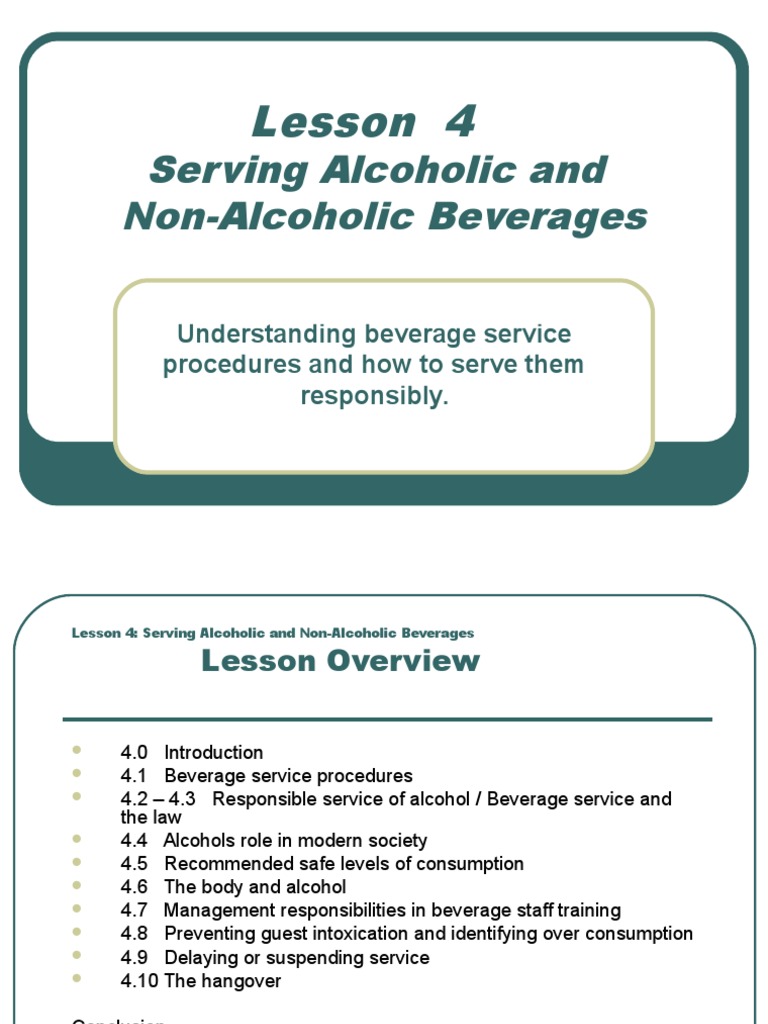 Lesson 4 Beverage Service Procedures (Revised