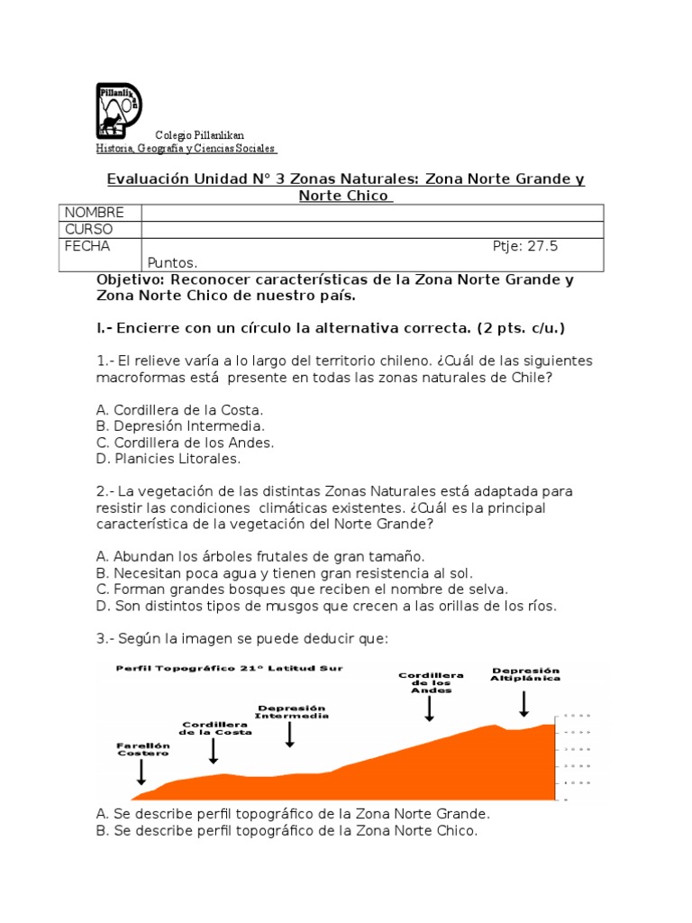 Prueba Zona Norte Grande y Chico | PDF | Chile | Andes
