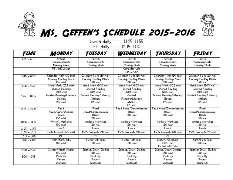 Ms. Geffen's 2015-2016 Class Schedule | PDF