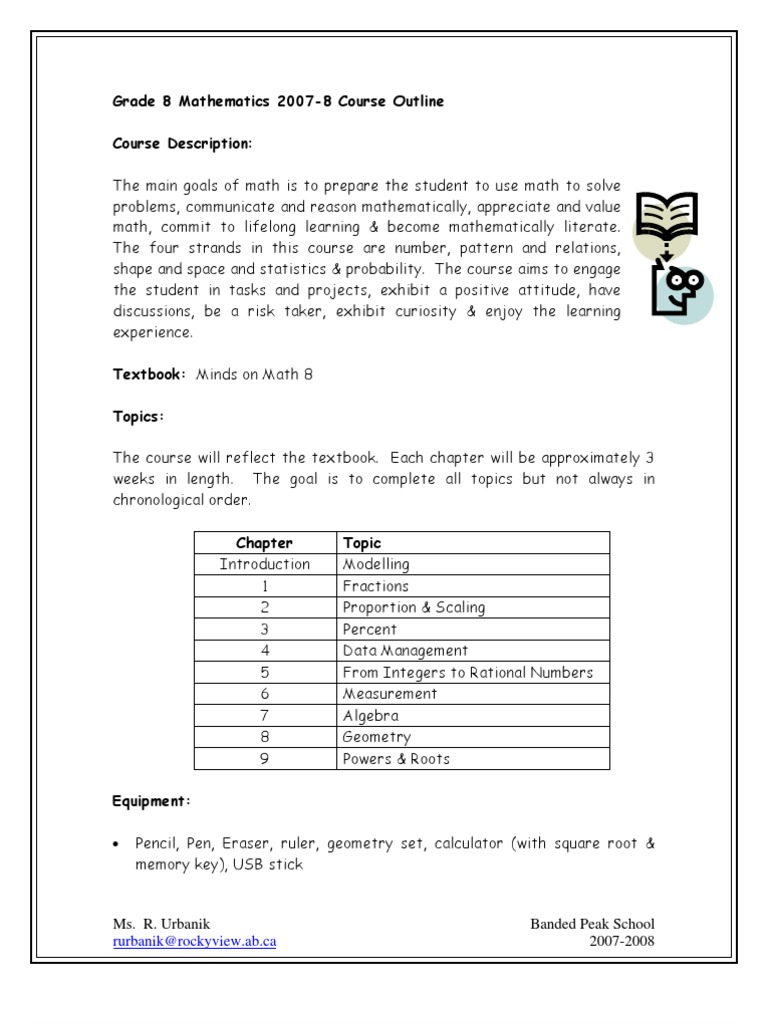 Grade 8 Math Course Outline 2007-08 | PDF | Teaching Mathematics | Test ...