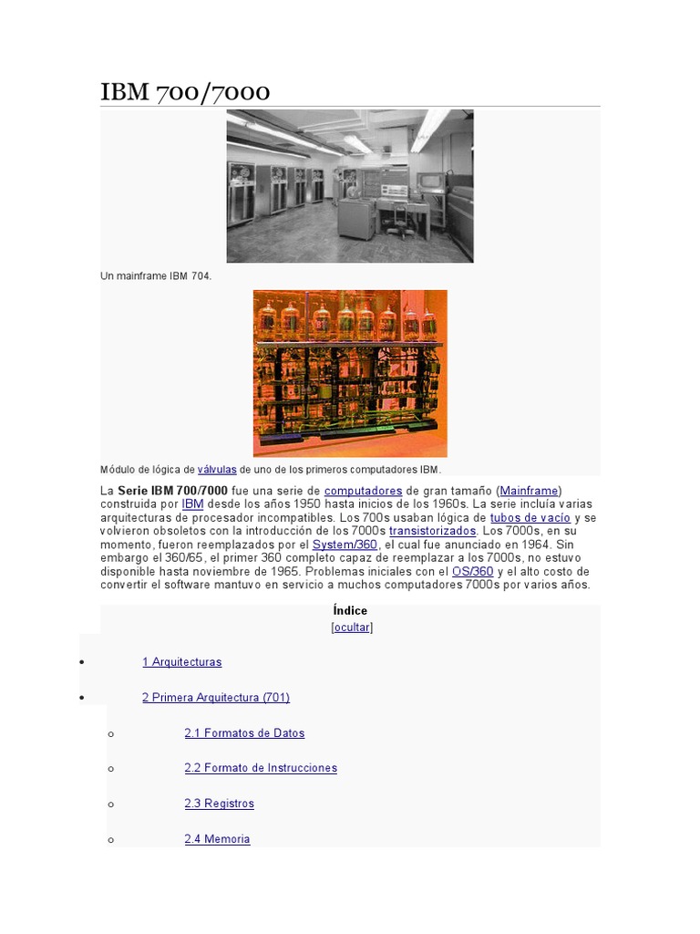 Historia de la serie IBM 700/7000 | PDF | Informática | Ingeniería ...
