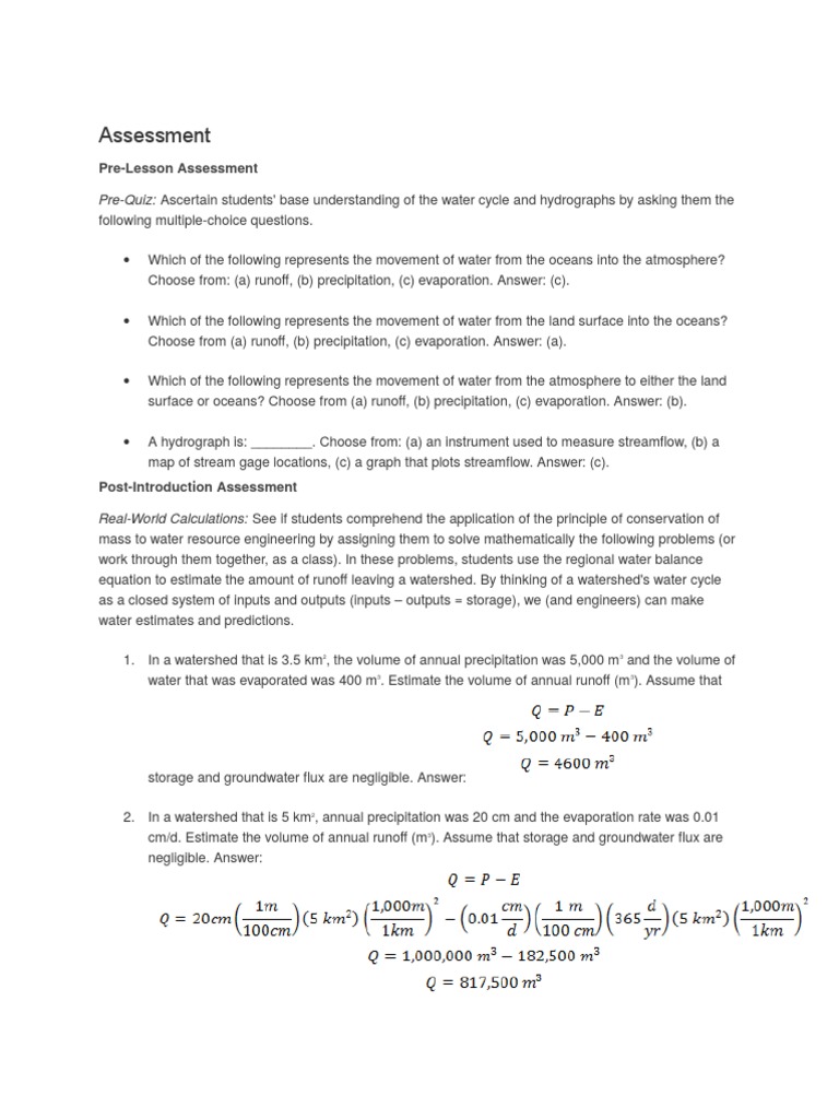 Water Cycle and Hydrograph Assessment | PDF | Water Cycle | Hydrology