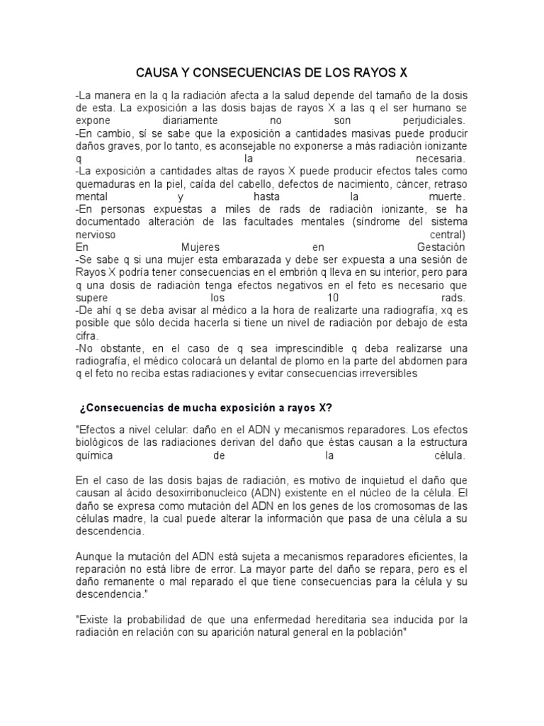 Causa y Consecuencias de Los Rayos X | PDF | Ct Scan | Medicina