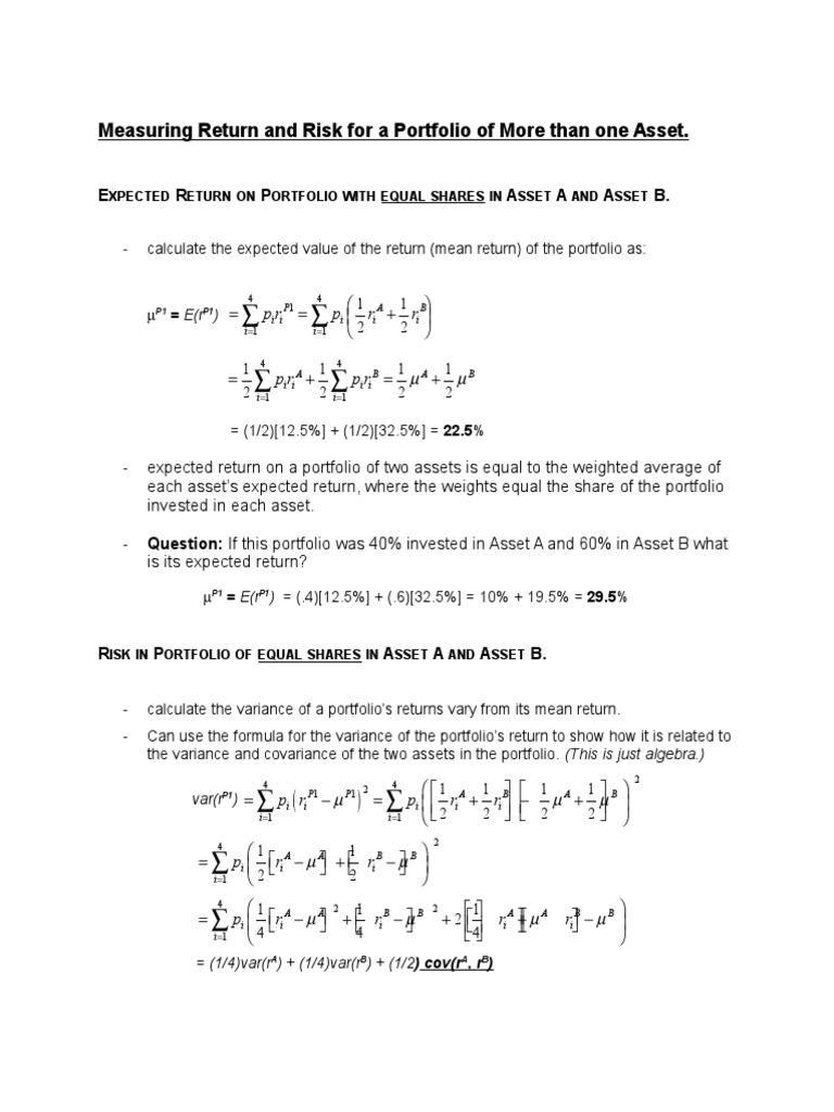 Portfolio Return and Risk Analysis | PDF | Covariance | Diversification ...