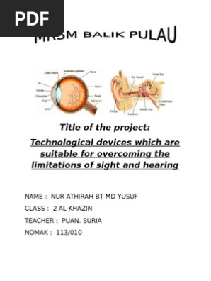 Sainstechnological Devices Which Are Suitable For Overcoming The Limitations Of Sight And Hearing Pdf Telescope Hearing Aid