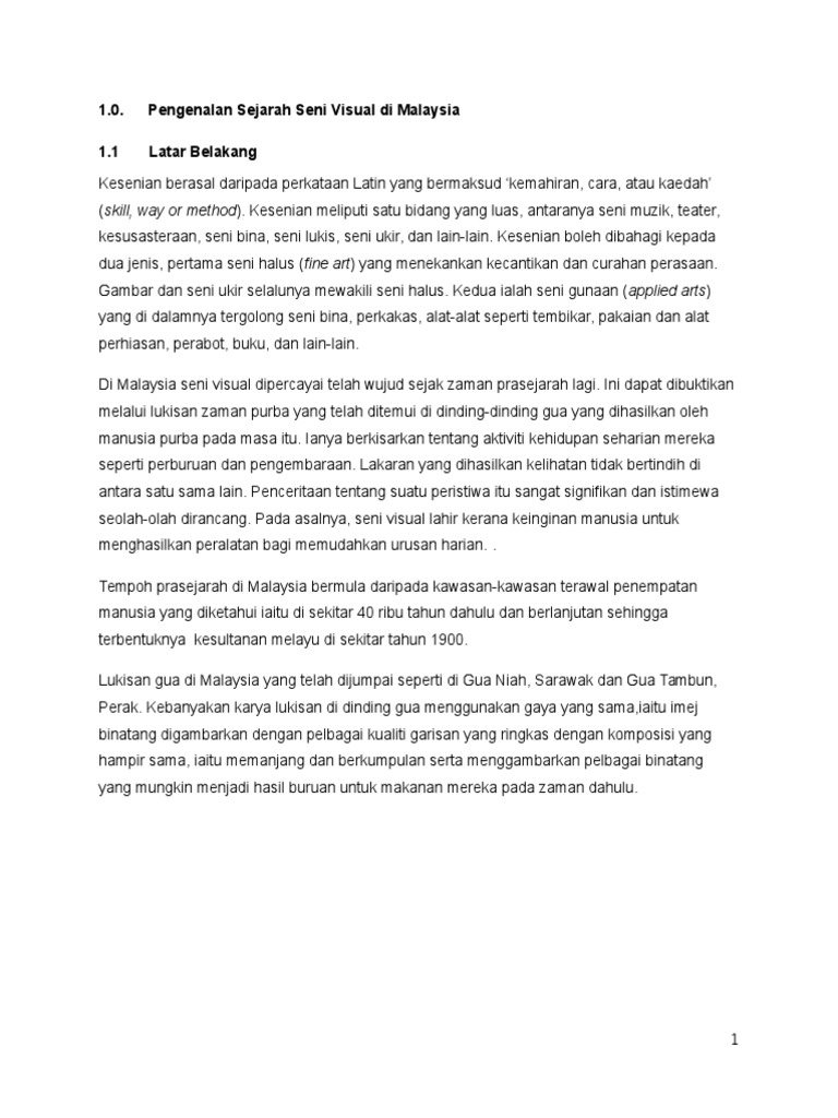 Pengenalan Sejarah Seni Visual Di Malaysia