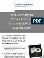 Presentaci N de La Tesis y Resumen de La Anr Despu S de La Sustentaci N