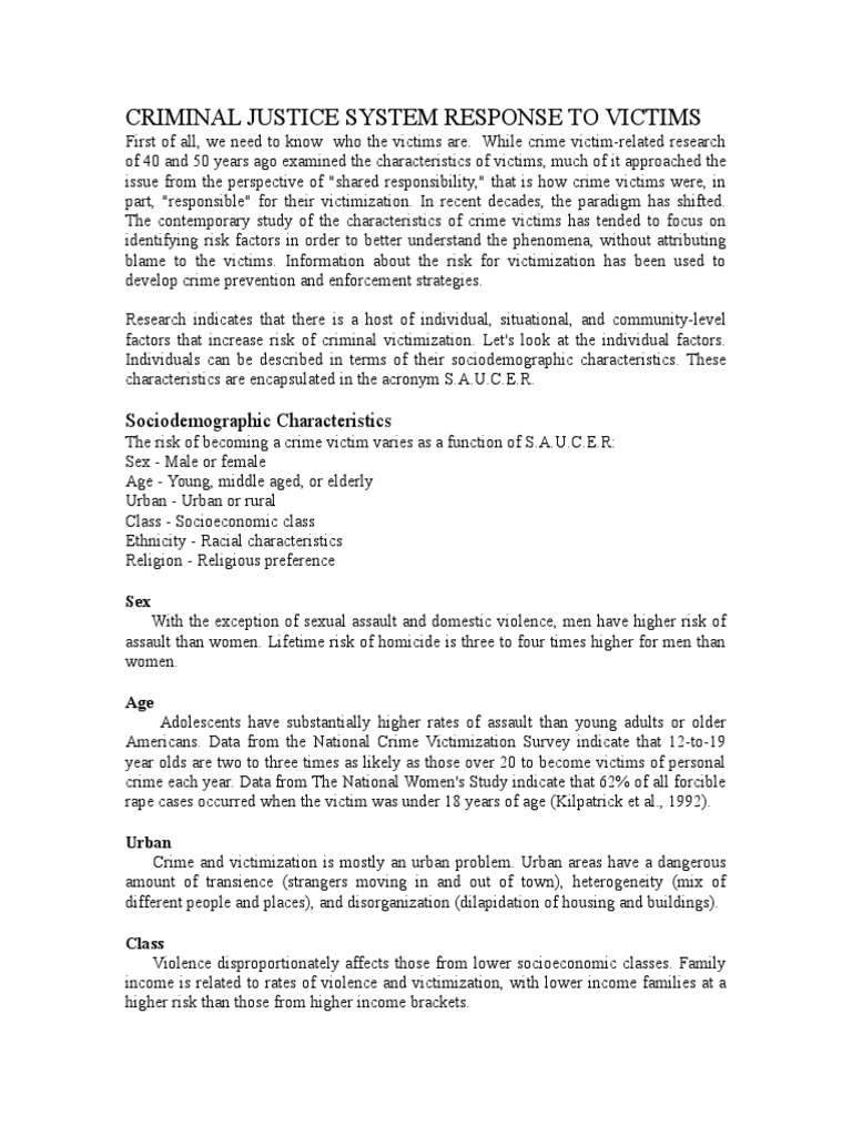 CJS Response To Victims | PDF | Victimology | Probation
