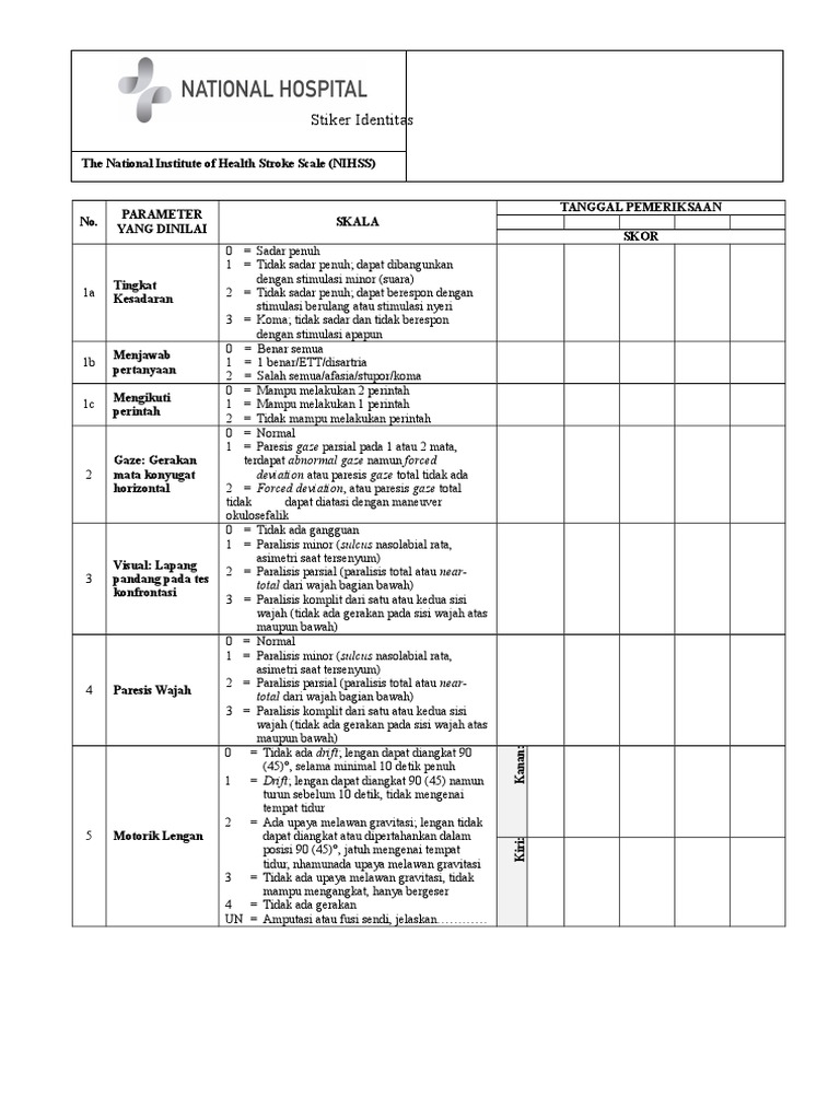 NIHSS Skor Indonesia (Final Version)NIHSS Skor Indonesia (Final Version)