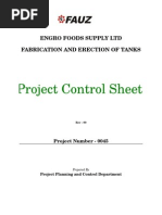 Project Control Sheet - For Defined Scope of Work