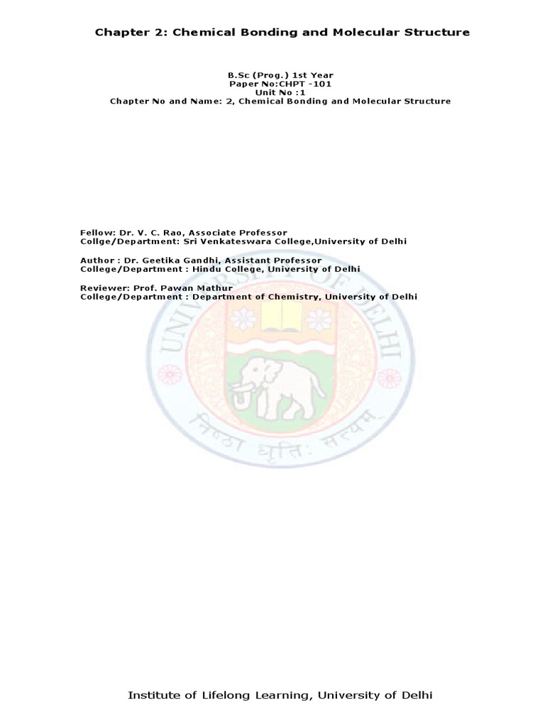 Chemical Bonding and Molecular Structure | PDF | Ionic Bonding ...