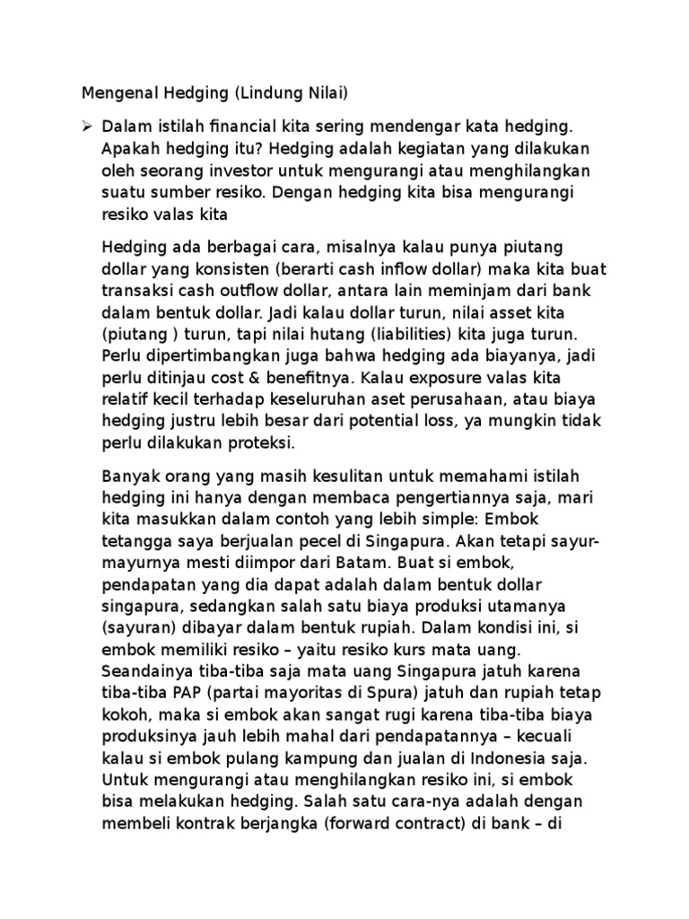 Mengenal Hedging