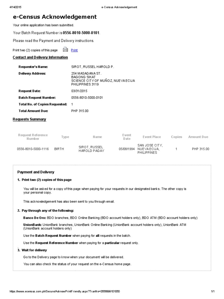 E Census Acknowledgement | PDF