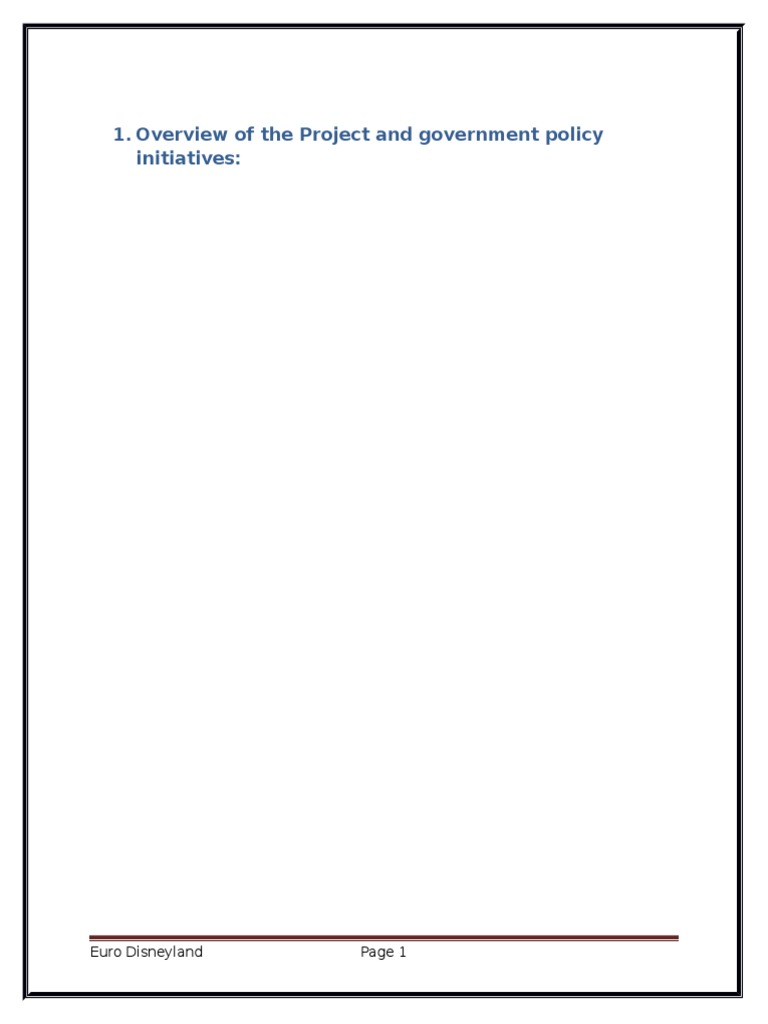 Euro Disneyland Project Overview and Analysis | PDF | Walt Disney Parks ...